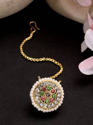 women multicolor cz stone-studded borla maang tikka 2