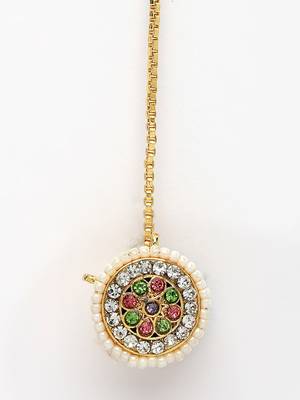 women multicolor cz stone-studded borla maang tikka 3