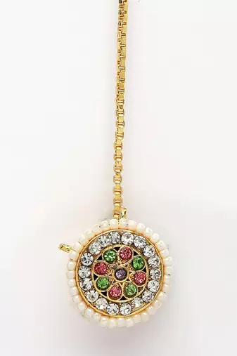 women multicolor cz stone-studded borla maang tikka