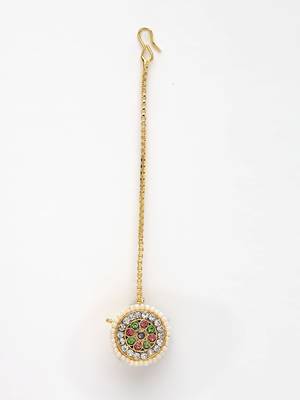 women multicolor cz stone-studded borla maang tikka 4