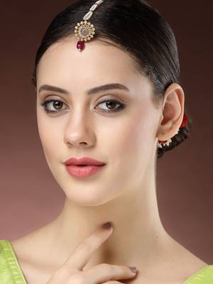 women gold-plated cz stone-studded borla maang tikka 1