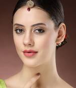 women gold-plated cz stone-studded borla maang tikka