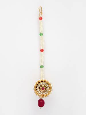 women gold-plated cz stone-studded borla maang tikka 4