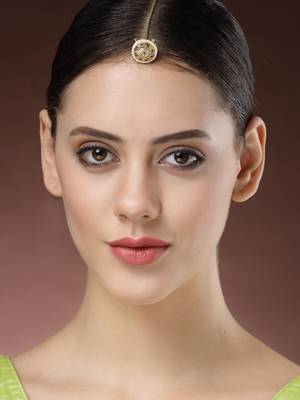 women gold-plated cz stone-studded borla maang tikka 1