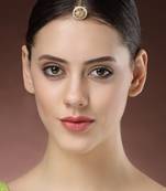 women gold-plated cz stone-studded borla maang tikka