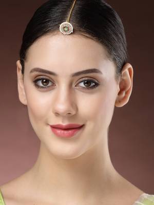 women gold-plated cz stone-studded borla maang tikka 1