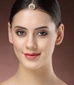 women gold-plated cz stone-studded borla maang tikka