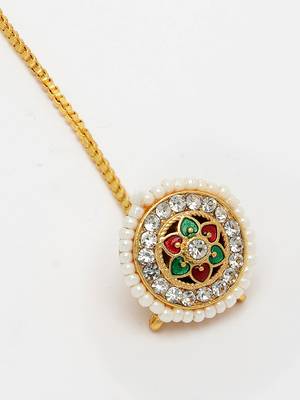 women gold-plated cz stone-studded borla maang tikka 3