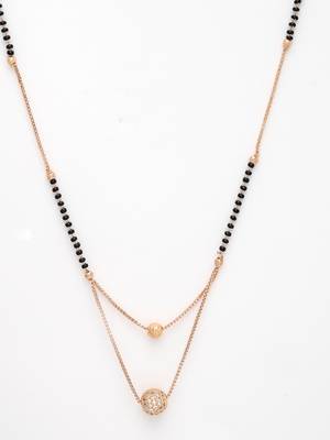 women rose gold cz stone-studded & beaded layered mangalsutra 3