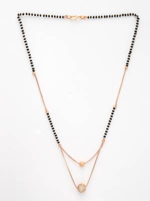 women rose gold cz stone-studded & beaded layered mangalsutra 4