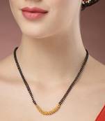 women gold-plated black beaded mangalsutra