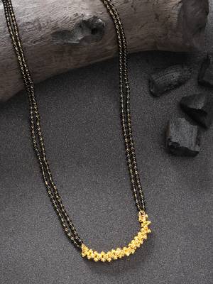 women gold-plated black beaded mangalsutra 2