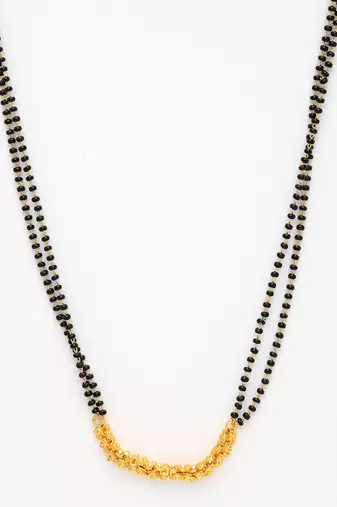 women gold-plated black beaded mangalsutra