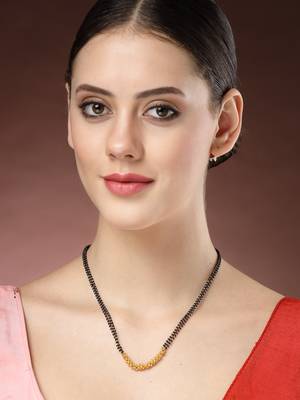 women gold-plated black beaded mangalsutra 5