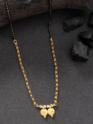 women gold-plated black beaded mangalsutra 2