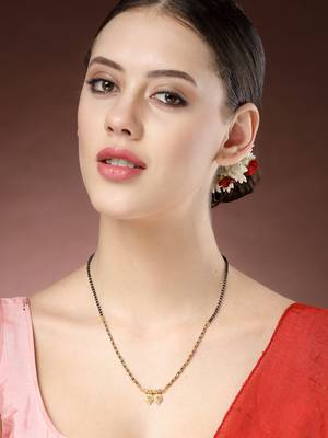 women gold-plated black beaded mangalsutra 5