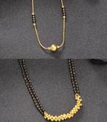 women set of 2 black gold-plated & beaded mangalsutra