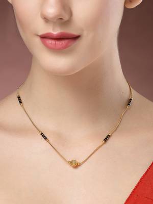 women set of 2 black gold-plated & beaded mangalsutra 2