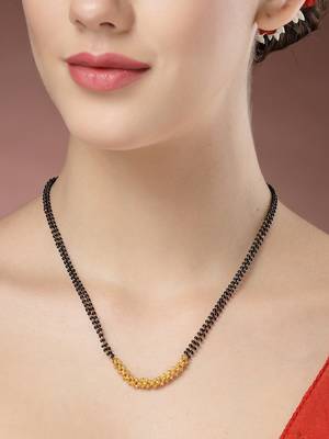 women set of 2 black gold-plated & beaded mangalsutra 3