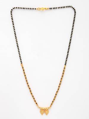 women set of 2 gold-plated black beaded mangalsutra 3