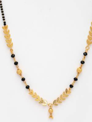 women set of 2 gold-plated black beaded mangalsutra 4