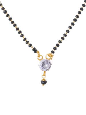 women set of 3 gold-plated cz stone-studded & beaded mangalsutra 5