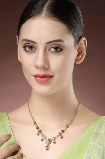 women multicolor gold-plated minimal chain