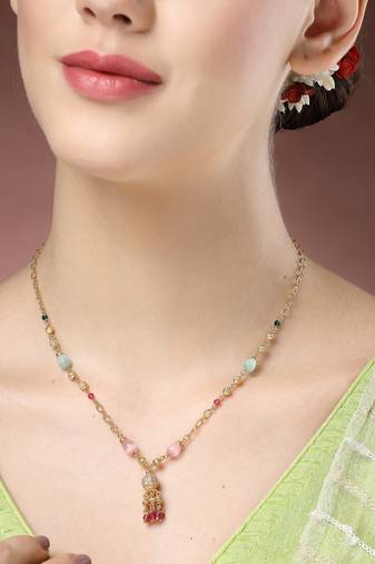 women multicolor gold-plated minimal chain