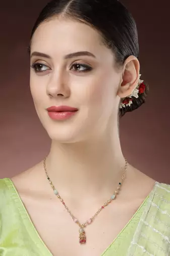 women multicolor gold-plated minimal chain