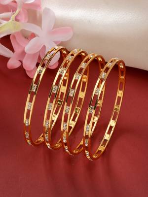 women set of 4 gold-plated cz stone-studded bangles 1