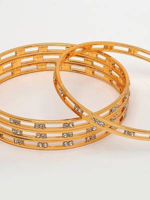 women set of 4 gold-plated cz stone-studded bangles 2