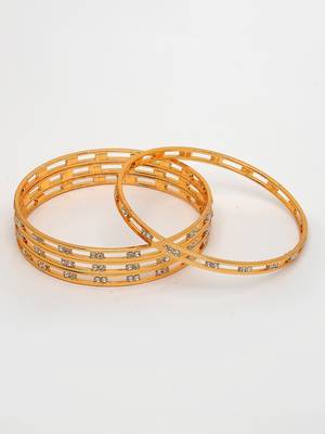women set of 4 gold-plated cz stone-studded bangles 5