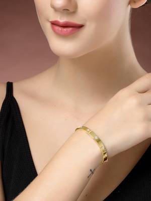 women gold-plated cz stone-studded kada bracelet 1