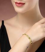 women gold-plated cz stone-studded kada bracelet
