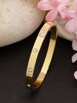 women gold-plated cz stone-studded kada bracelet 2