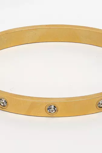 women gold-plated cz stone-studded kada bracelet