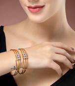 women set of 2 gold-plated cz stone-studded adjustable bangles