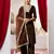 Aask women solid velvet lace work brown color kurta pant & dupatta set