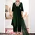 Aask women solid velvet lace work green color kurta pant & dupatta set