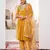 Aask women solid velvet lace work mustard color kurta pant & dupatta set