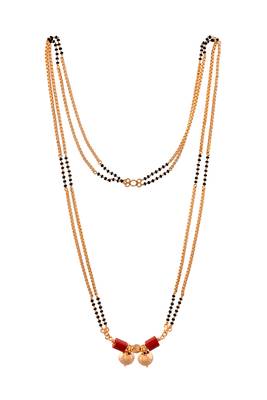 Golden and black beads mangalsutra LONG with double vati tali one gram gold 3