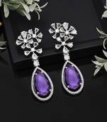Purple color american diamond earrings
