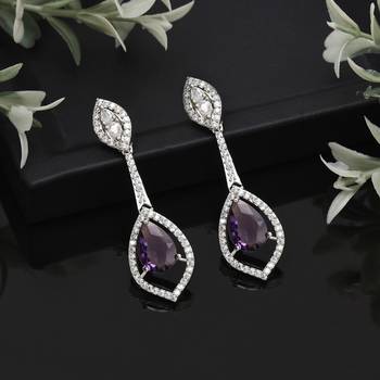 Light purple color american diamond earrings 1