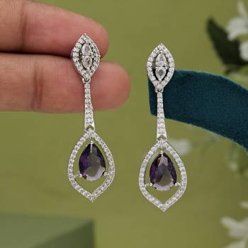 Light purple color american diamond earrings 2