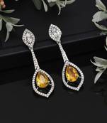 Yellow color american diamond earrings