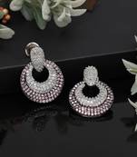 Pink color american diamond earrings