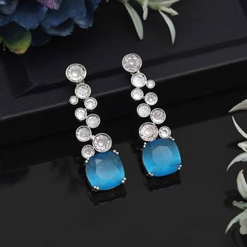 Turquoise blue color american diamond earrings 1