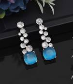 Turquoise blue color american diamond earrings