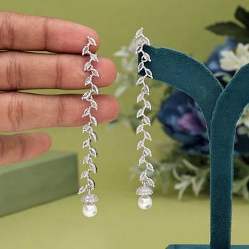 Silver color american diamond earrings 1