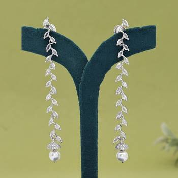 Silver color american diamond earrings 2